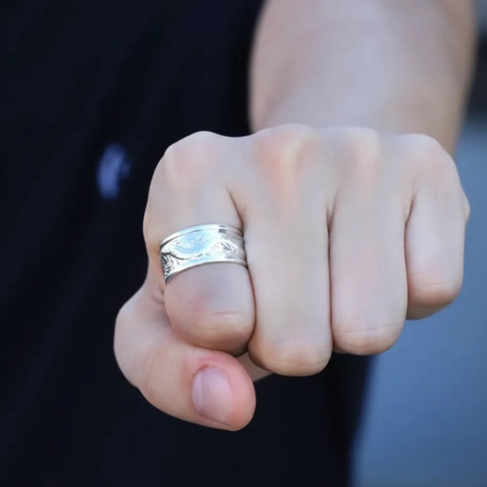 Anel Masculino Prata 925 Tailandês Modelo Dragon