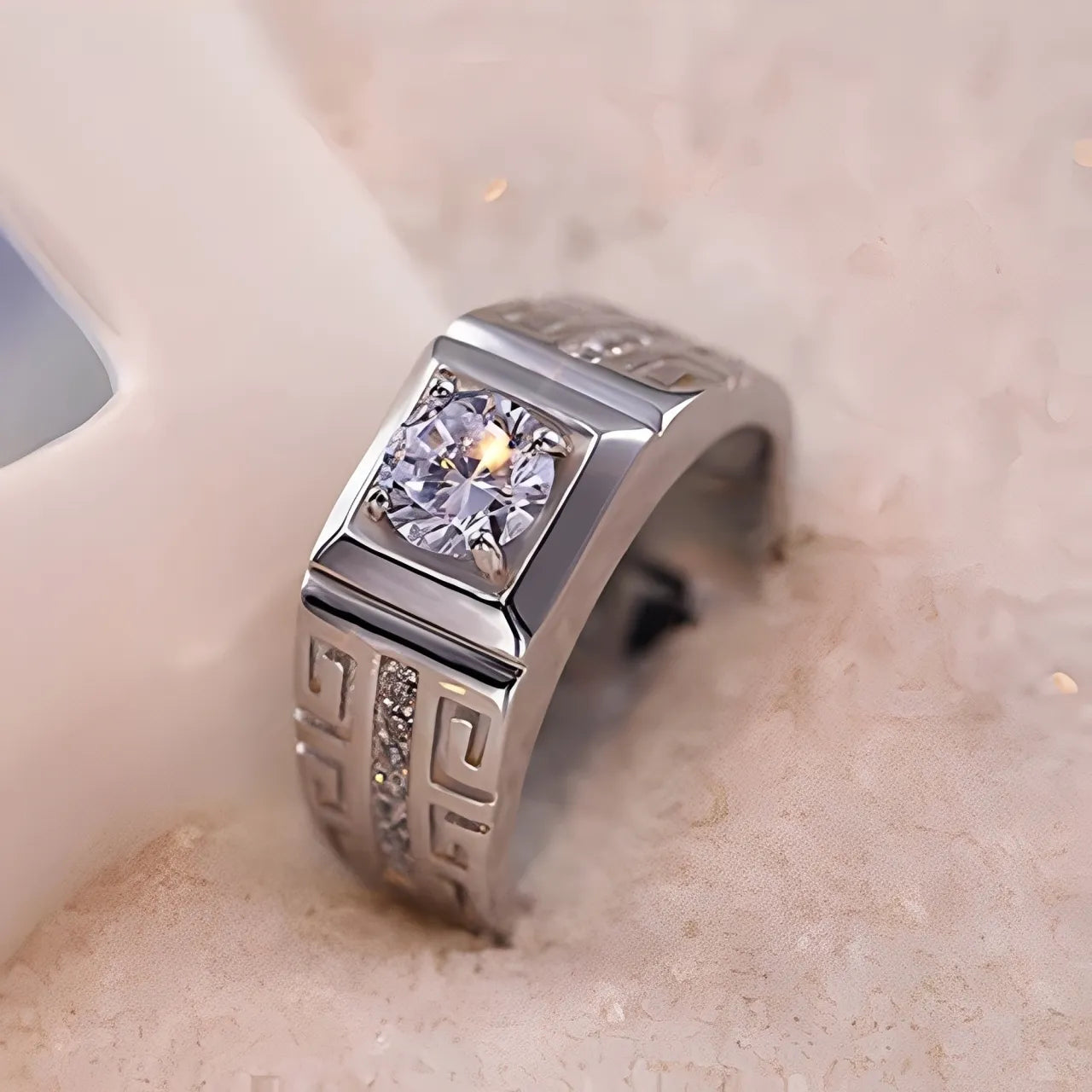 Anel Masculino Prata 925 de Cristal Modelo Diamont