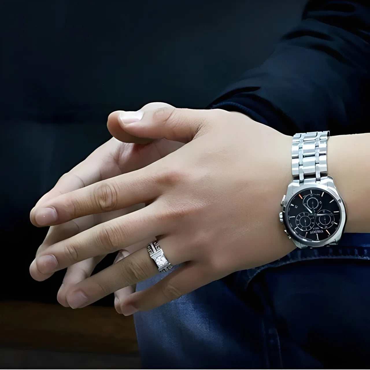 Anel Masculino Prata 925 de Cristal Modelo Diamont