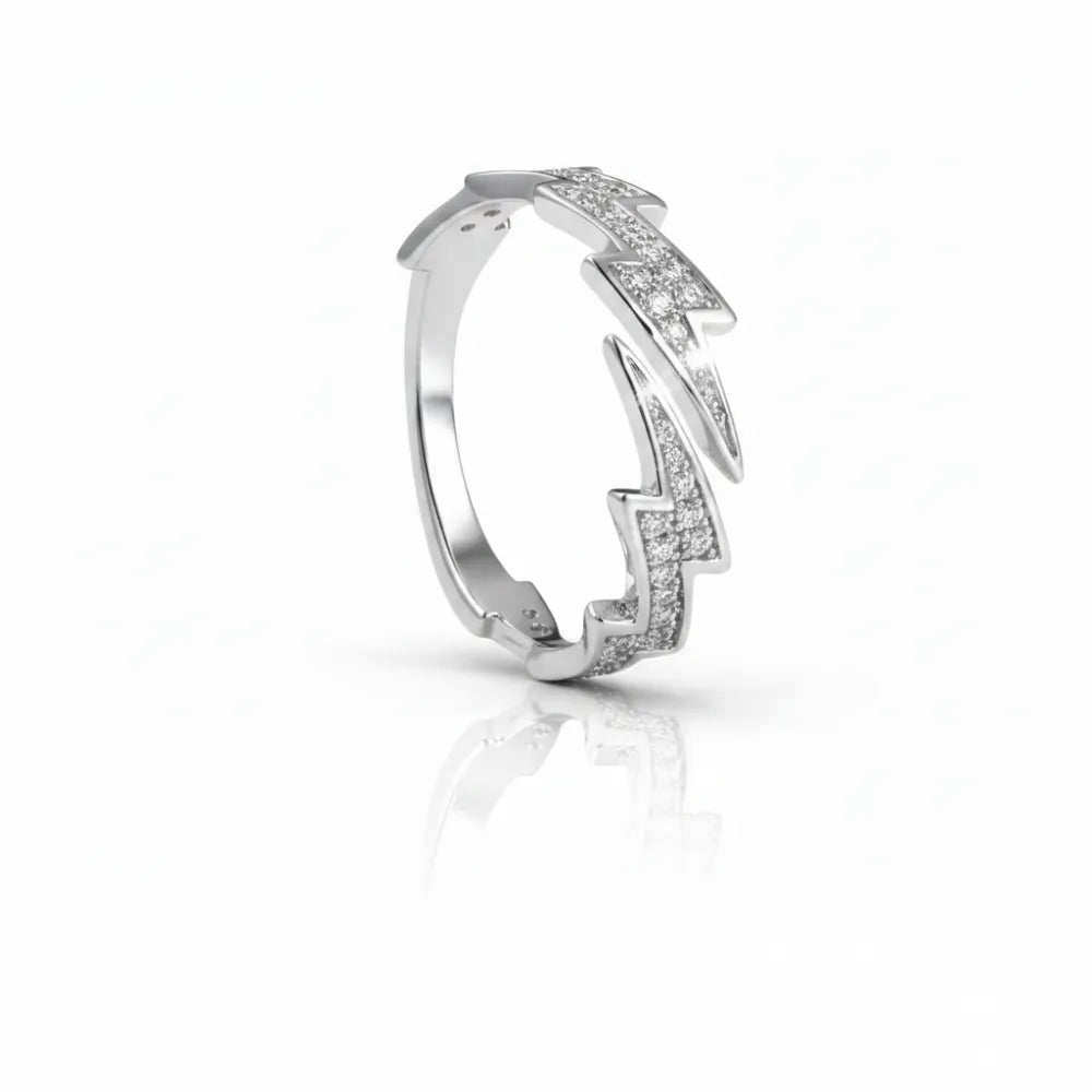 Anel Masculino Prata Cravejado em Pedra Zircônica