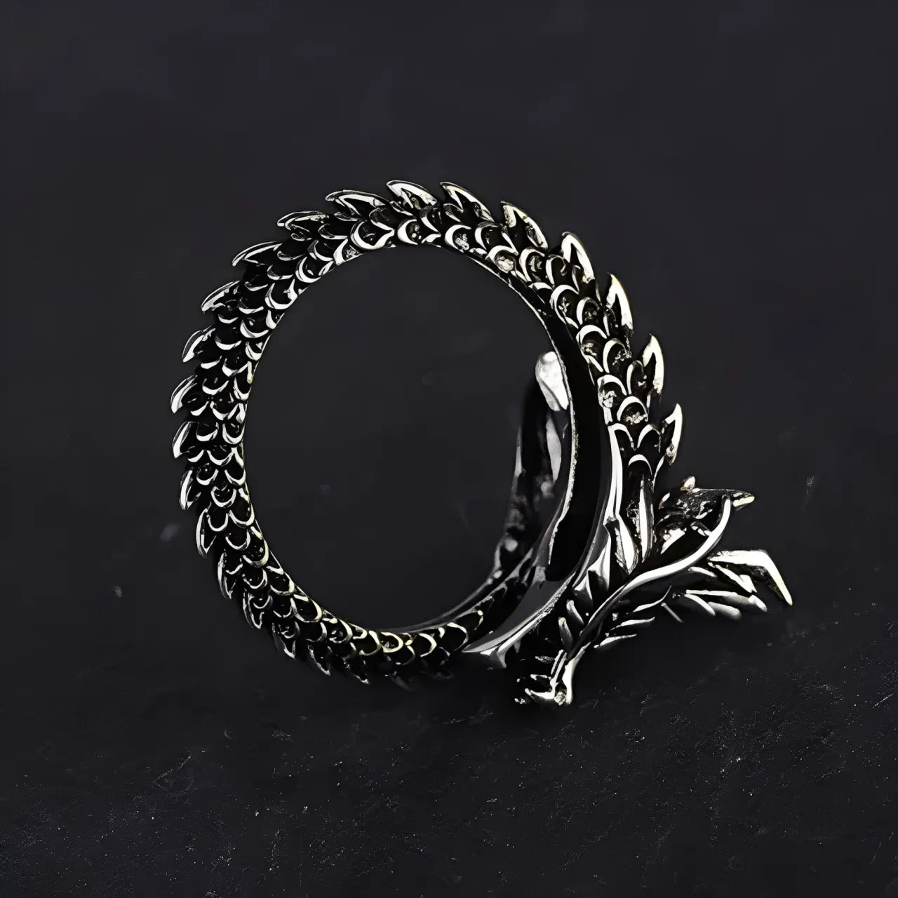 Anel Masculino Prata Dragon Black