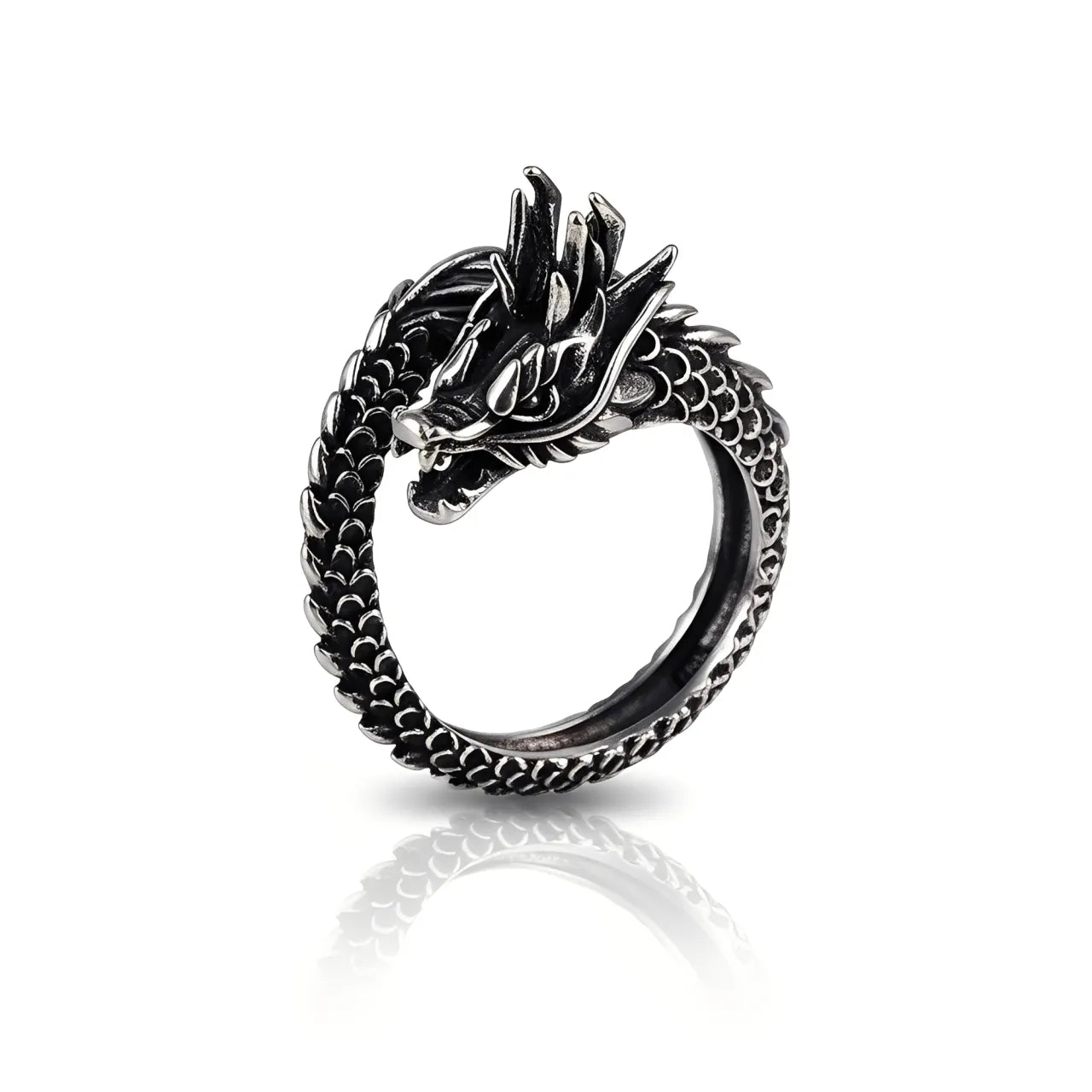 Anel Masculino Prata Dragon Black