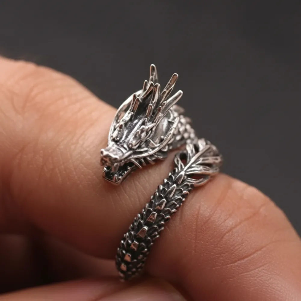 Anel Masculino Prata Dragon Black
