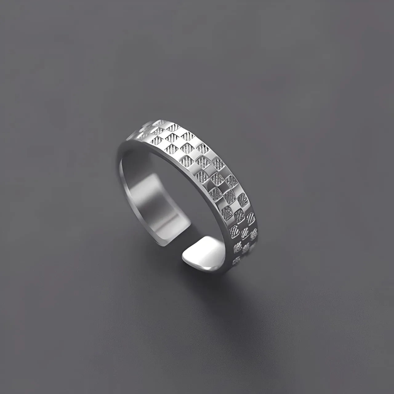 Anel Masculino Prata Xadrez Modelo Thinker