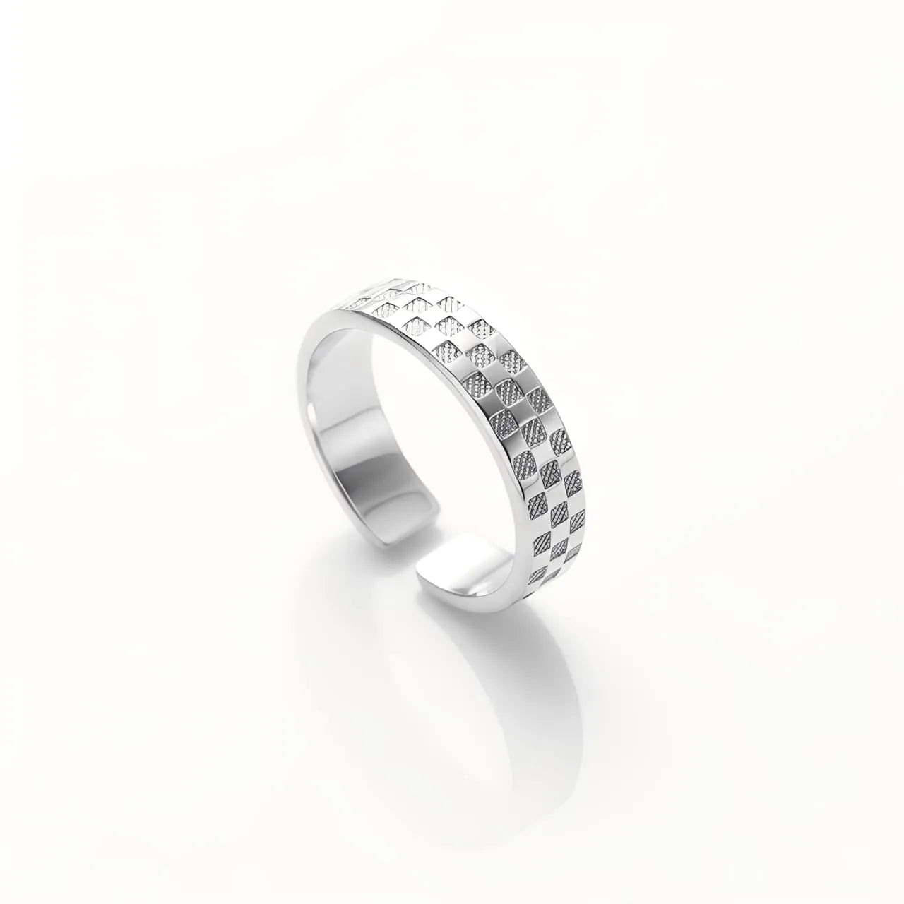 Anel Masculino Prata em Xadrez