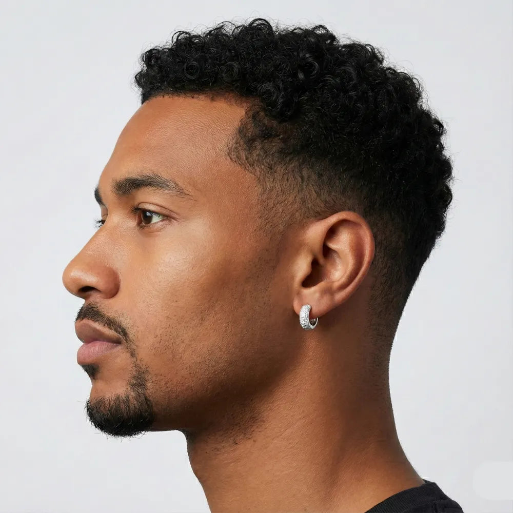 Argola Brinco Masculino Prata 925 Pedra Zircônia 10mm