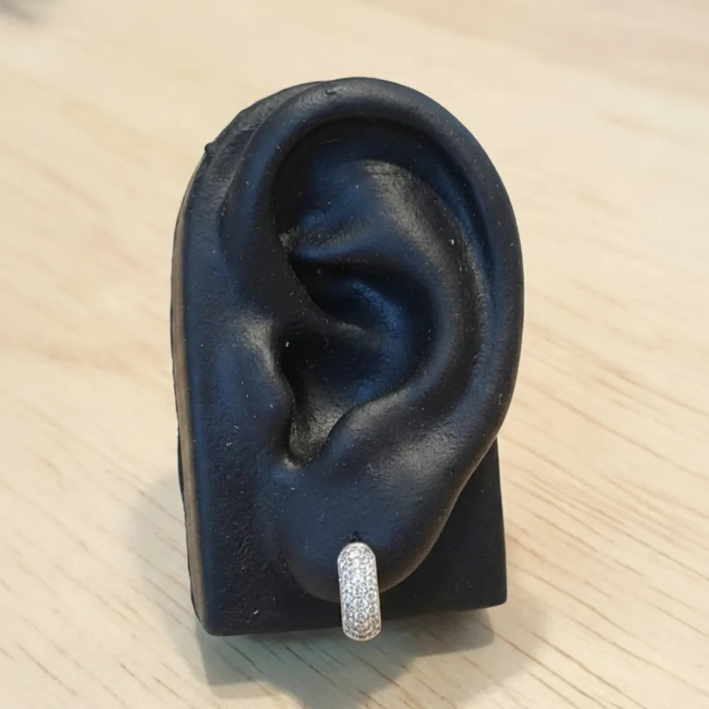 Argola Brinco Masculino Prata 925 Pedra Zircônia 10mm