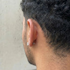 Brinco Masculino Diamante Prata 925 Pedra Zircônia