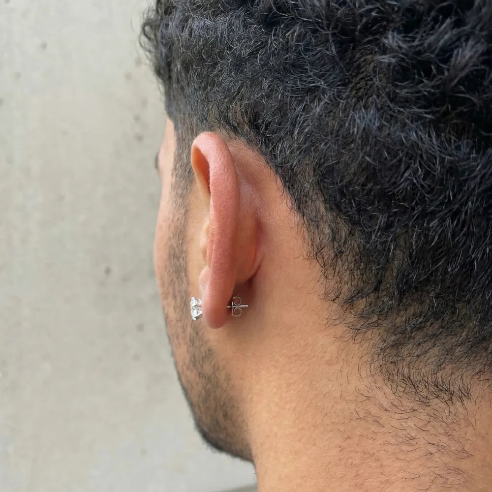 Brinco Masculino Diamante Prata 925 Pedra Zircônia