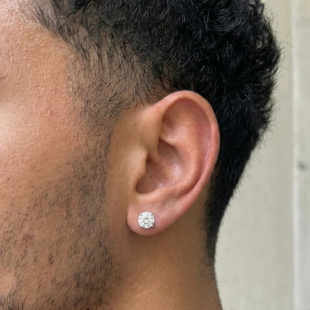 Brinco Masculino Diamante Prata 925 Pedra Zircônia