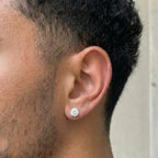 Brinco Masculino Diamante Prata 925 Pedra Zircônia