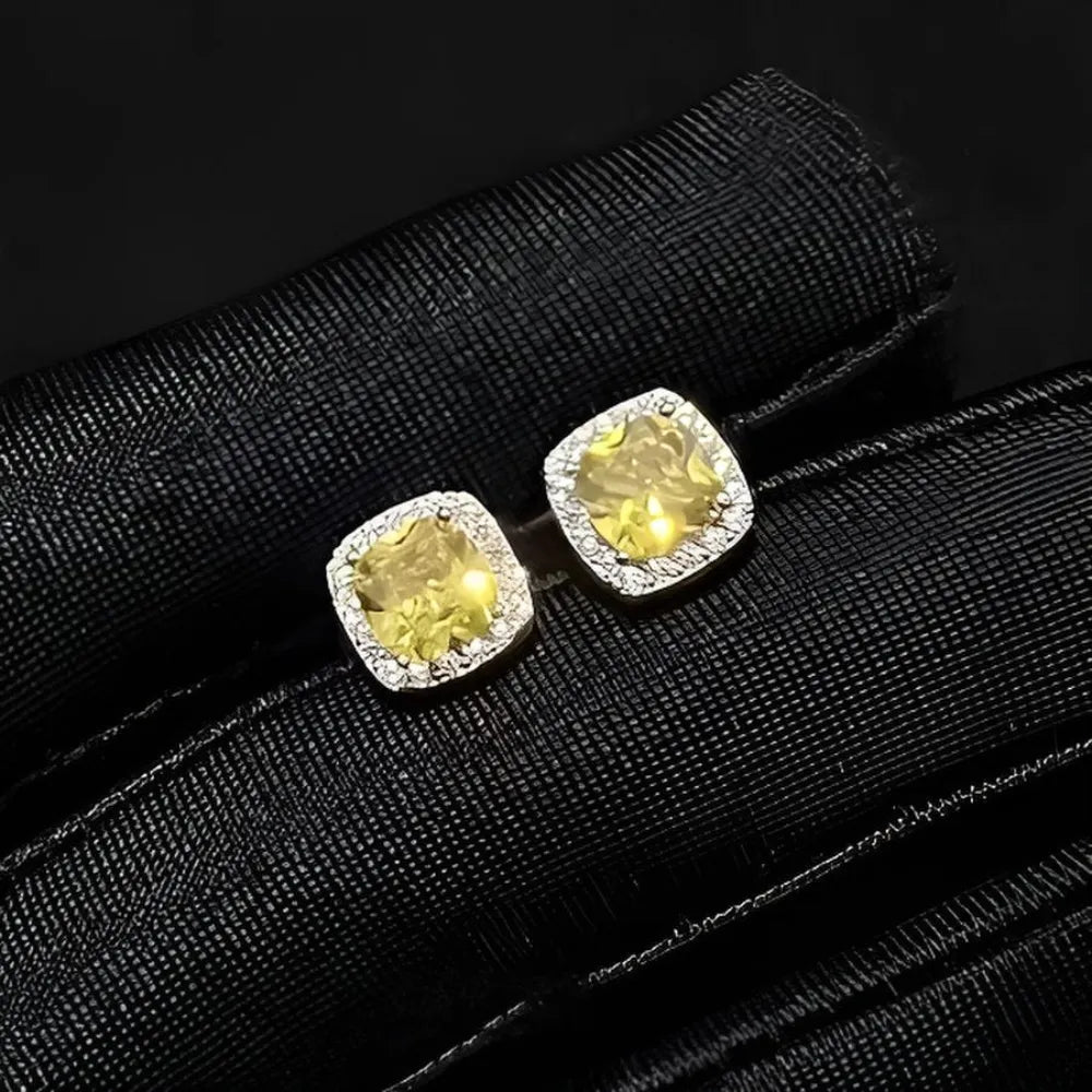 Brinco Masculino de Prata 925 Modelo Diamont Yellow