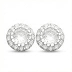 Brinco Masculino de Prata 925 Cravejado em 15 Pedras Zircônia 8mm