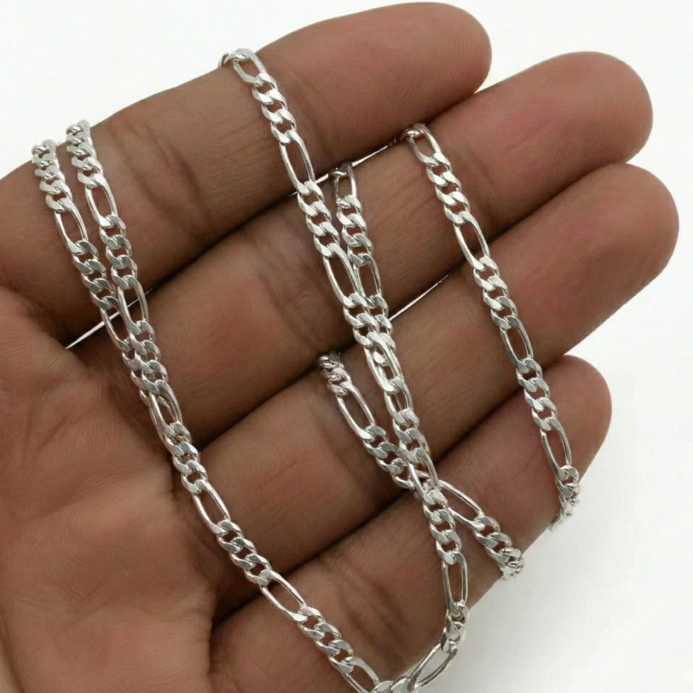 Corrente Masculina de Prata 925 3 por 1 Fígaro