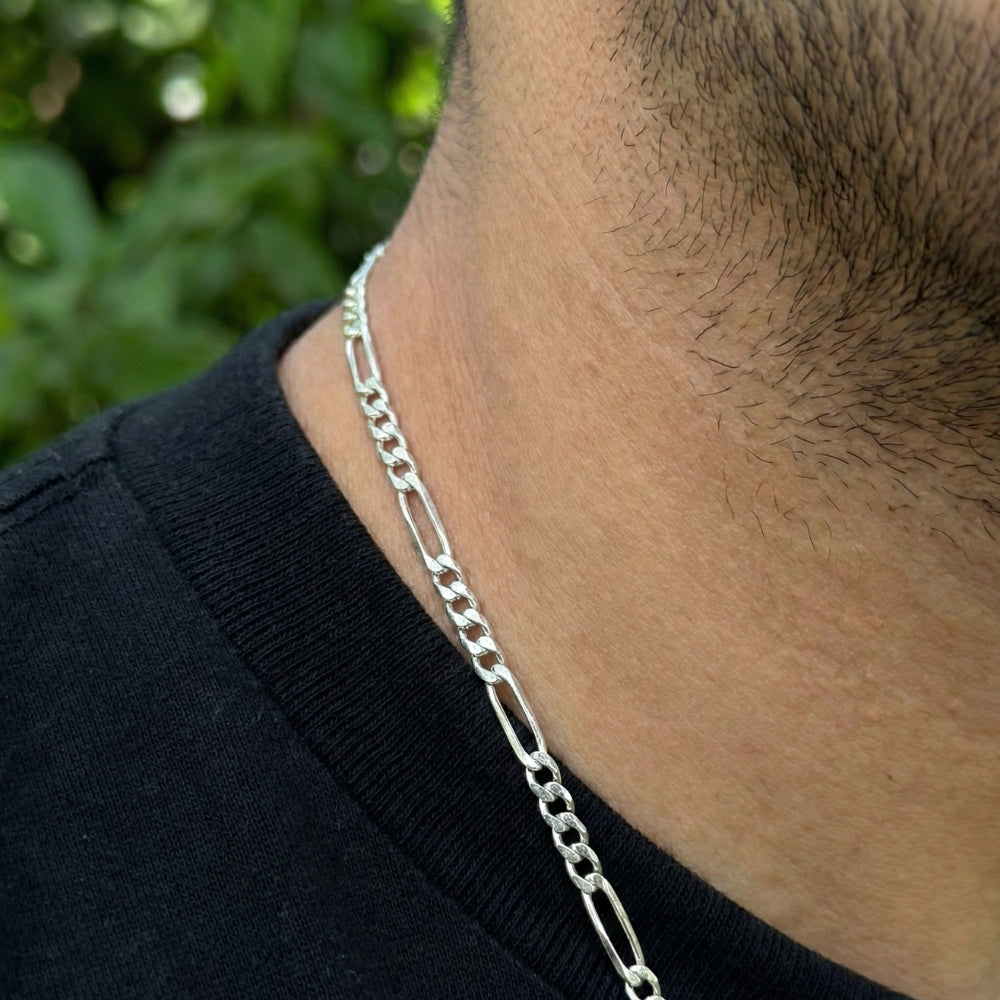 Corrente Masculina de Prata 925 3 por 1 Fígaro