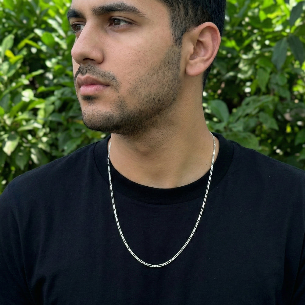 Corrente Masculina de Prata 925 3 por 1 Fígaro