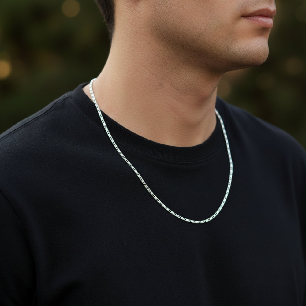 Corrente Masculina de Prata 925 Piastrine 2mm