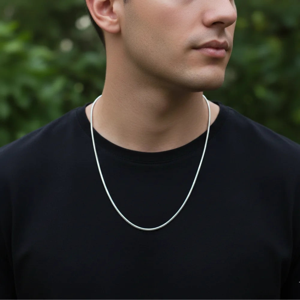 Corrente Masculina de Prata 925 Snake 2mm