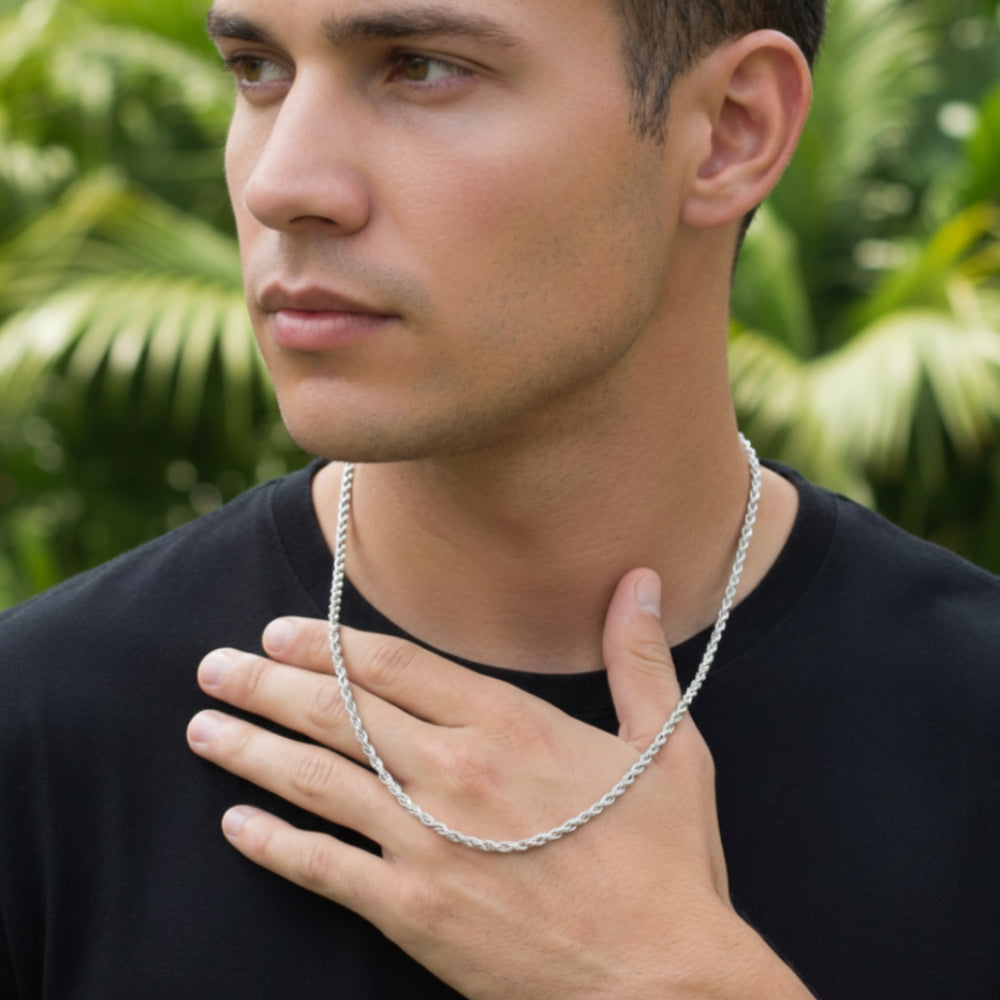 Corrente Masculina de Prata 925 Modelo Baiano