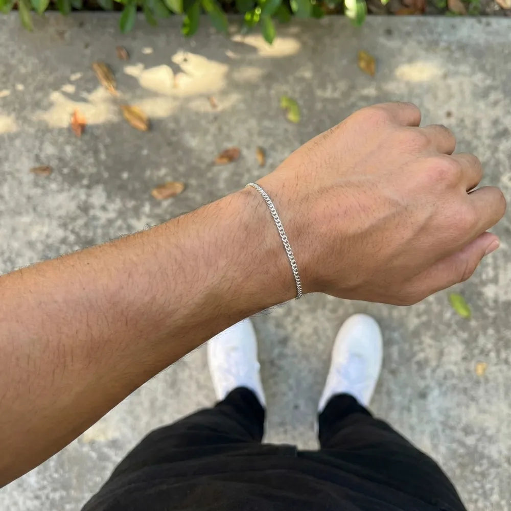 Pulseira Masculina de Prata 925 Grumet 2mm 21cm