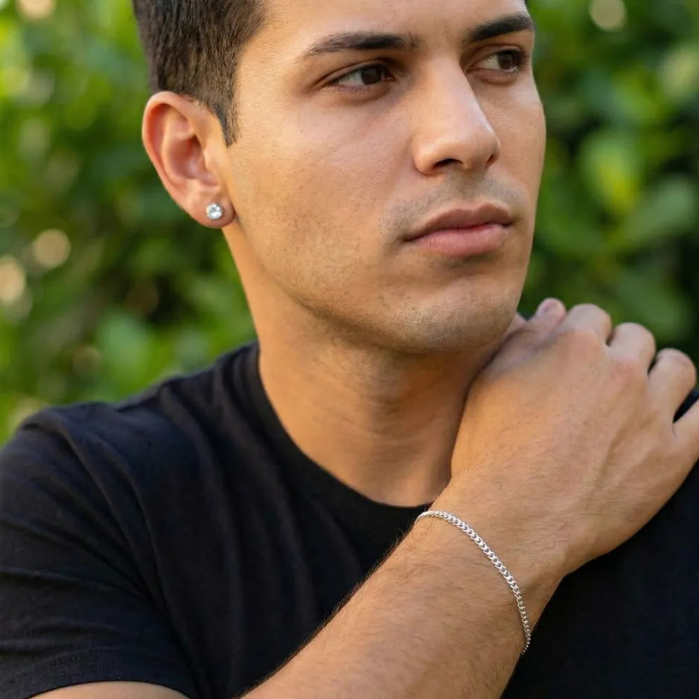 Pulseira Masculina de Prata 925 Grumet 2mm 21cm