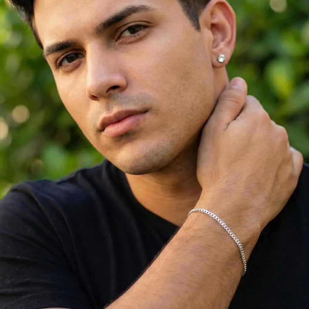 Pulseira Masculina de Prata 925 Grumet 2mm 21cm