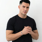 Pulseira Masculina Trevo Preto Cravejada em Pedras Zicônia